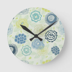 Horloge Ronde Motif floral élégant avec les fleurs mignonnes