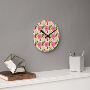 Horloge Ronde Motif floral tropical sans couture 