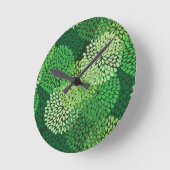 Horloge Ronde Motif floral vert (Angle)