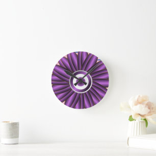 Horloge Ronde Motif floral violet Design de fleurs abstrait mode
