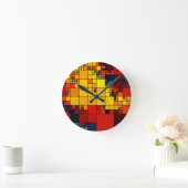 Horloge Ronde Motif géométrique arc-en-ciel abstrait (Maison)