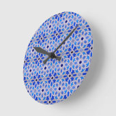 Horloge Ronde Motif géométrique bleu marocain (Angle)