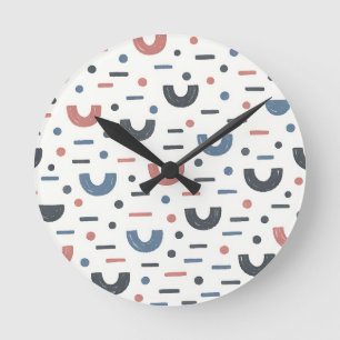 Horloge Ronde Motif géométrique bohème abstrait