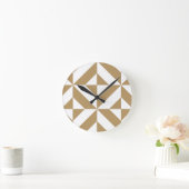 Horloge Ronde Motif géométrique Brown chaud de cube en Deco (Maison)