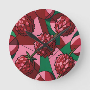 Horloge Ronde Motif Géométrique de Litchi