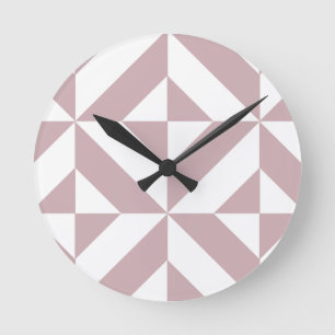 Horloge Ronde Motif géométrique déco cube mauve moyen