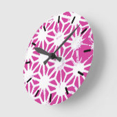 Horloge Ronde Motif géométrique Fuchsia (Angle)