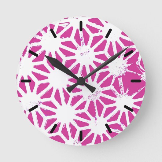 Horloge Ronde Motif géométrique Fuchsia (Recto)