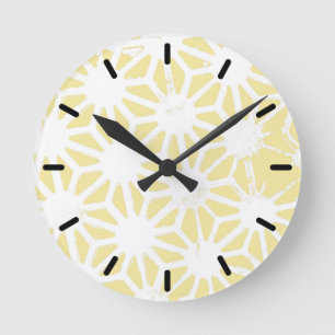 Horloge Ronde Motif géométrique jaune citron