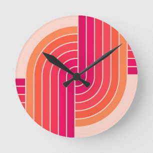 Horloge Ronde motif géométrique les années 70 style Vintage rétr