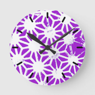 Horloge Ronde Motif géométrique violet royal