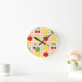 Horloge Ronde Motif Gingham de Fruits Mignons (Maison)