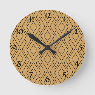 Horloge Ronde Motif Gold et Black Art Déco