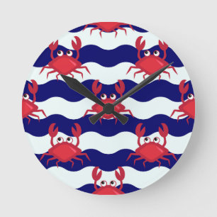 Horloge Ronde Motif heureux de crabes