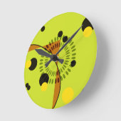 Horloge Ronde Motif Hip Green et Black Geometry Circles (Angle)