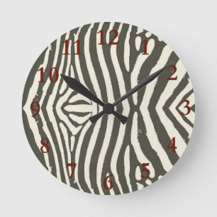 Horloge Ronde Motif imprimé animal à rayures zèbres modernes