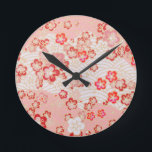 Horloge Ronde Motif japonais Rose Sakura Blossom<br><div class="desc">Motif japonais Rose Sakura Blossom</div>