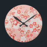 Horloge Ronde Motif japonais Rose Sakura Blossom<br><div class="desc">Motif japonais Rose Sakura Blossom</div>