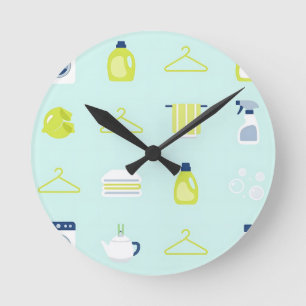 Horloge Ronde Motif Jour de Lessive Fraîche