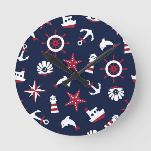Horloge Ronde Motif marin nautique