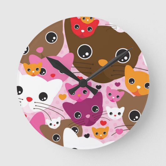 Horloge Ronde motif mignon d'arrière - plan de chat de chaton (Recto)