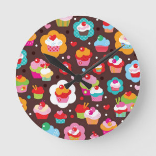 Horloge Ronde Motif mignon de gâteau de tasse