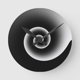 Horloge Ronde Motif moderne à crémaillère noire et blanche