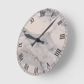 Horloge Ronde Motif moderne en marbre noir gris rose (Angle)