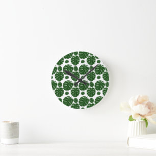 Horloge Ronde Motif Monstera 