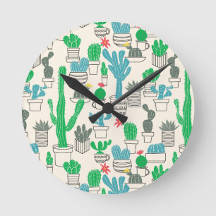 Horloge Ronde Motif naturel des cactus floraux