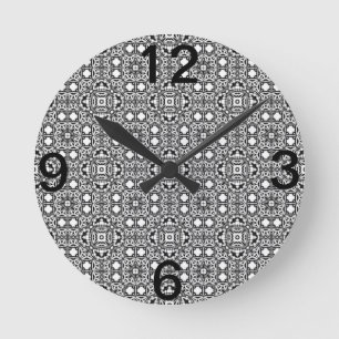 Horloge Ronde Motif noir et blanc