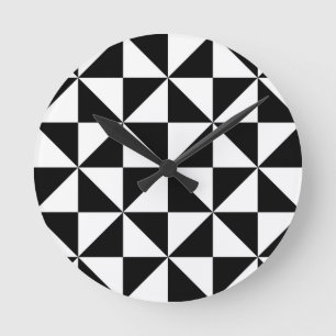 Horloge Ronde Motif noir et blanc de triangle