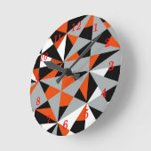 Horloge Ronde Motif noir gris orange rétro géométrique (Angle)