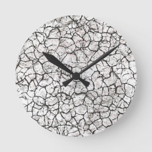 Horloge Ronde Motif numérique marbre fissuré