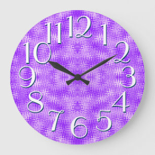 Horloge Ronde Motif Ondulé Violet Nombres Élégants de Grande Tai