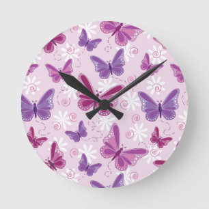 Horloge Ronde motif papillon