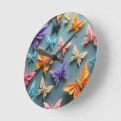Horloge Ronde Motif papillon Origami (Angle)