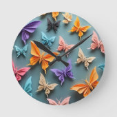 Horloge Ronde Motif papillon Origami (Recto)