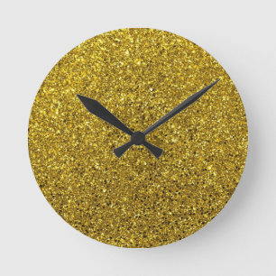 Horloge Ronde Motif Parties scintillant or