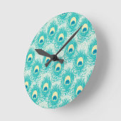 Horloge Ronde Motif Peacock plumes (Angle)