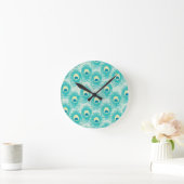 Horloge Ronde Motif Peacock plumes (Maison)