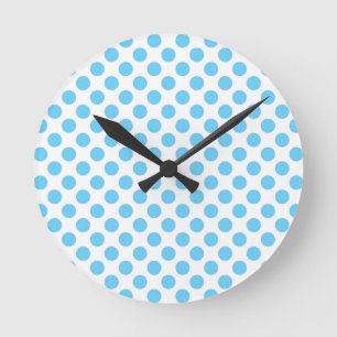 Horloge Ronde Motif pois bleu et blanc