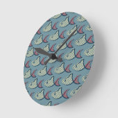 Horloge Ronde Motif Poisson Pointe Polka (Angle)