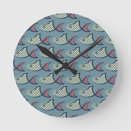 Horloge Ronde Motif Poisson Pointe Polka (Recto)