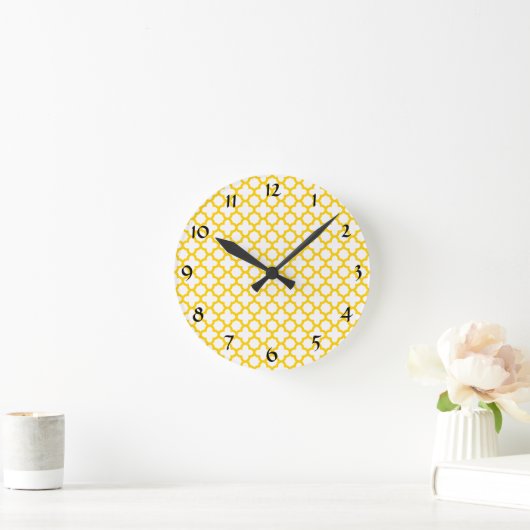 Horloge Ronde Motif Quatrefoil jaune (Maison)