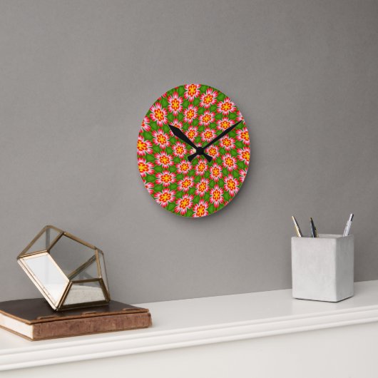 Horloge Ronde Motif Red Lilies (Bureau)