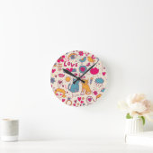 Horloge Ronde Motif romantique coloré (Maison)