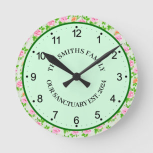 Horloge Ronde Motif Roses Roses Fleurs