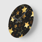 Horloge Ronde Motif sans couture avec étoiles d'or (Angle)
