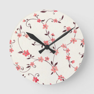 Horloge Ronde Motif sans couture d'aquarelle avec le ressort
